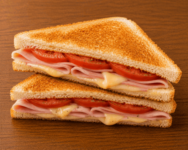 toasted ham, cheese and tomato sandwich
