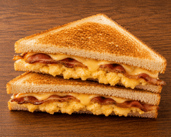toasted bacon, egg and cheese sandwich